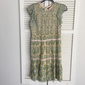 Varun Bahl green floral dress • ruffle sleeves •